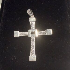 925 Sterling Cross Pendant with Moisanite Accents - 2”